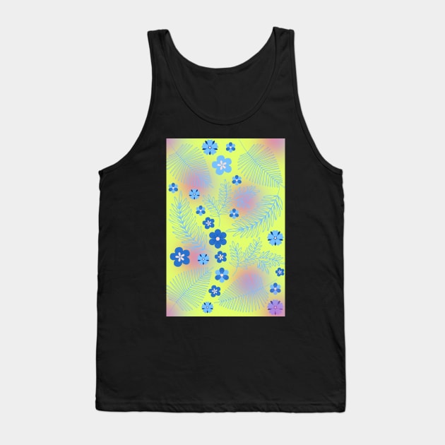 Light Blue leaves and flowers pattern Tank Top by PedaDesign